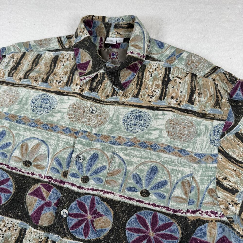 The Territory Ahead Shirt Mens Size L Multicolor Silk Short Sleeve Button Up